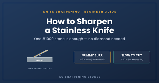 Sharpening a stainless knife on one #1000 whetstone at about 15 degrees — no diamond needed
