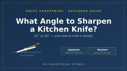 Knife sharpening angle: about 15° per side for Japanese knives, 20° for Western